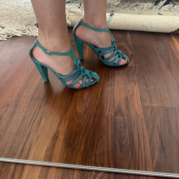 REISS Turquoise Heel Sandals - Picture 4 of 10